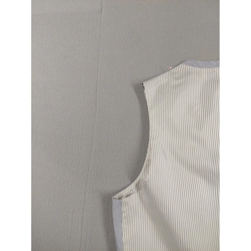 Banana Republic Men Suit Vest 40R Blue Stripe Tailored Fit Wrap Button Waistcoat